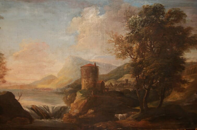 QUADRO ANTICO DIPINTO a olio su tela paesaggio impressionista con